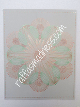 Load image into Gallery viewer, Hand-drawn original work. Sweet and tasty pineapple colors of golden yellow with a green and brown mandala pattern. Bring the tropics into your home with this sparkly drawing.