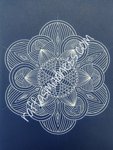 Load image into Gallery viewer, Hand-drawn original work. Black and white mandala designs give you the feeling of power and strength. Fine line patterns coax you into a meditative state of energy and connection to the source. Sacred geometry, meditative art, mandala art therapy. Spiritual artwork and energetic artwork made in Canada.