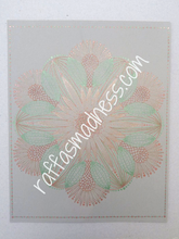 Load image into Gallery viewer, Hand-drawn original work. Sweet and tasty pineapple colors of golden yellow with a green and brown mandala pattern. Bring the tropics into your home with this sparkly drawing.
