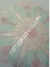 Load image into Gallery viewer, Hand-drawn original work. Sweet and tasty pineapple colors of golden yellow with a green and brown mandala pattern. Bring the tropics into your home with this sparkly drawing.
