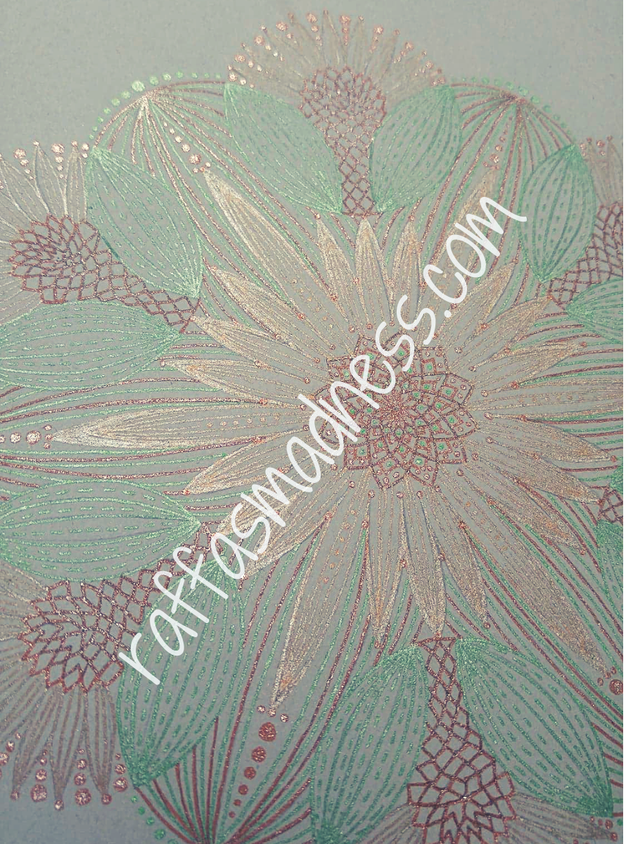 Hand-drawn original work. Sweet and tasty pineapple colors of golden yellow with a green and brown mandala pattern. Bring the tropics into your home with this sparkly drawing.