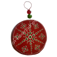 Load image into Gallery viewer, Clay Ornament Green, Red &amp; White Mandala
