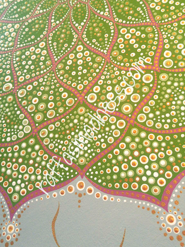 Hand painted canvas. Invite the sacred energy of the desert into your space. Inspired by succulent patterns, this mandala design is ornate, indulgent, and infused with joy, love and gratitude. The energy channeled into this peace was immense and it shows in the attention to detail and the absolute passion for color and mathematics. Enjoy the powerful feelings as they absorb into your cells and subconscious. The universe is everything and we are the universe.